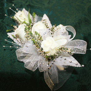 5 White Rose Corsage