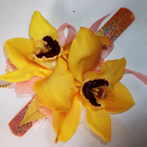 Bright Yellow Orchid Wrist Corsage