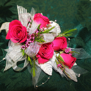 6 Bright Pink Rose Corsage