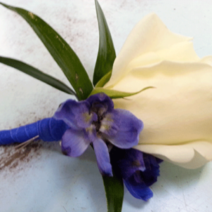 White Rose Violet Boutonniere