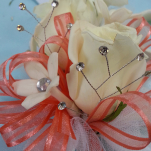 White Roses Stephanotis Crystal Corsage