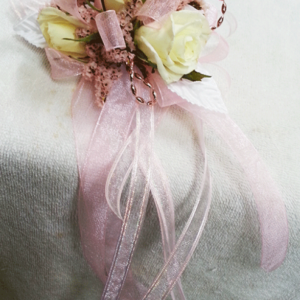 White Roses Light Pink Accents Corsage
