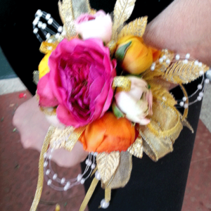 Bright Bouquet Gold Ribbon Wrist Corsage