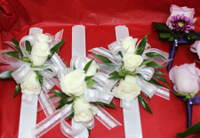 4 White Roses Corsages