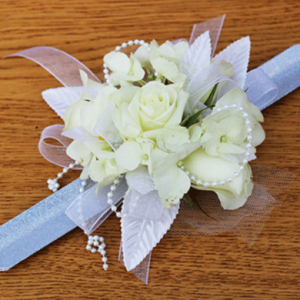 White Roses Beads Wrist Corsage