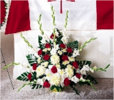 Traditional Red and White Funeral Basket